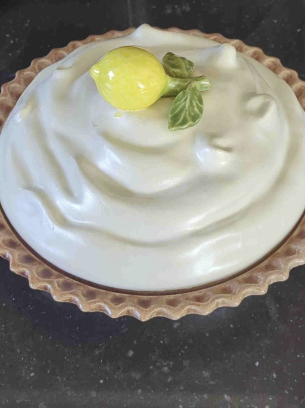Whittier Wear Vintage Ceramic Lemon Pie Dish with White Glaze